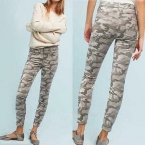 Anthropologie Pilcro High Rise Camo Velvet Skinny Jeans Sz 27